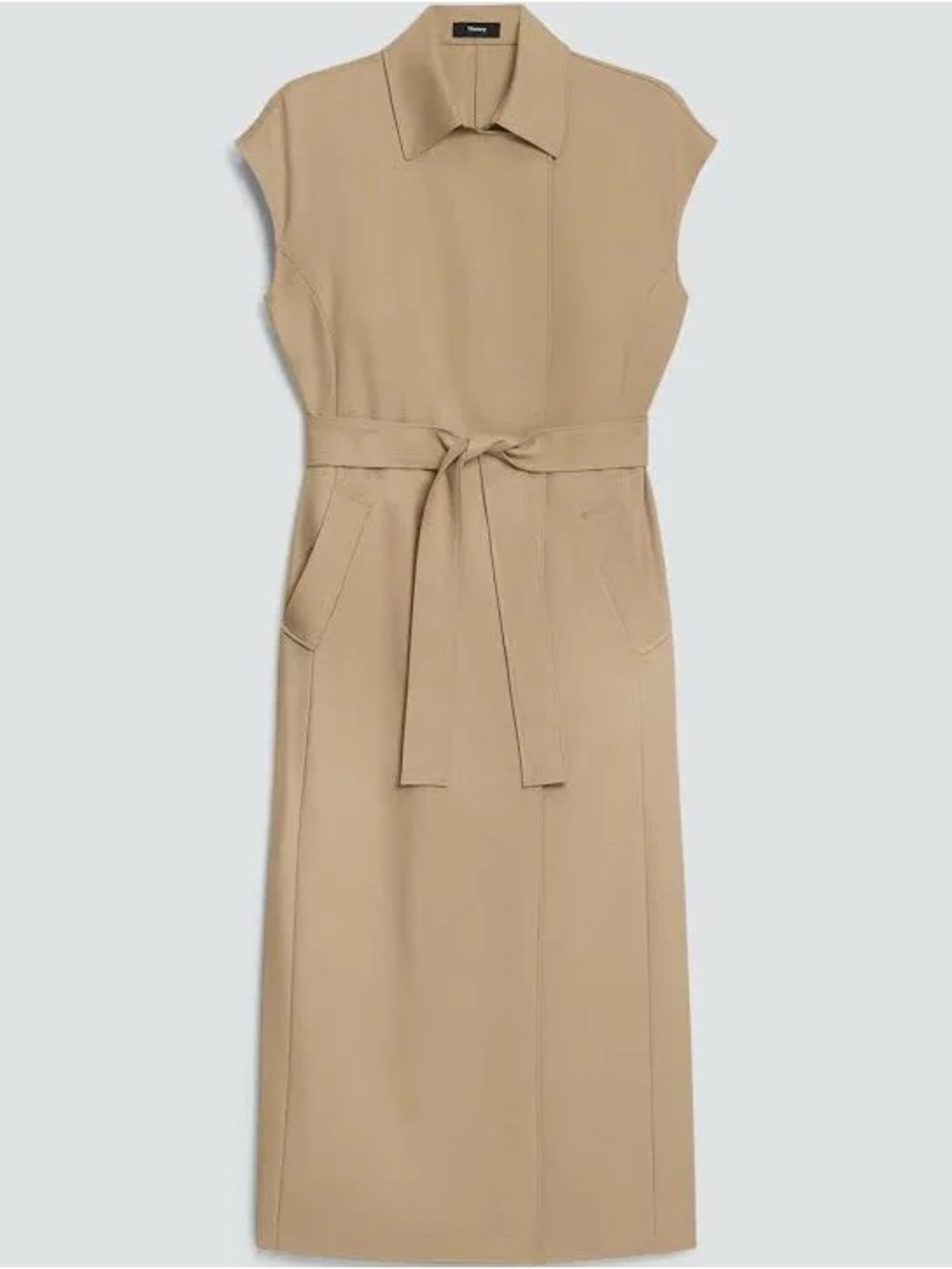 Theory Women's Double-Breasted Camal Belt Dress Sz P